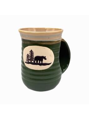 DEI Pottery 3D Green Bear In Woods Glazed Coffee Mug with Hand-Warmer Design